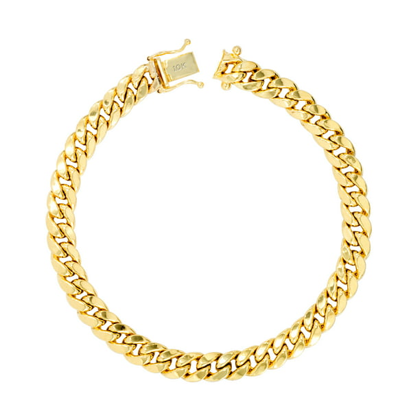 10k Yellow Gold Mens Womens Solid Cuban Curb Link Bracelet Chain 6mm-8mm 7"-9"